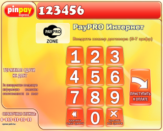 Настроенный собственный провайдер "PayPRO интернет". Одно поле ввода: только цифры, переменная длина от 5 до 7 символов